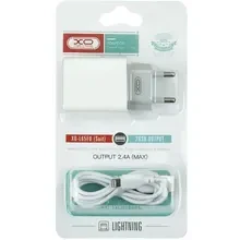 Зарядний пристрій XO L65 2.4A/2USB + lightning White (L65-L-WH)