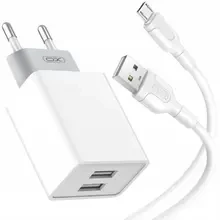 Сетевое зарядное устройство XO L65 2.4A/2USB + microUSB White (L65-M-WH)