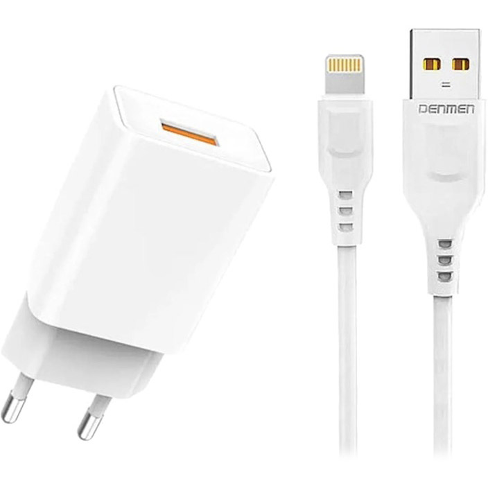 Сетевое зарядное устройство DENMEN DC01L 2.4A White (DC01L-WH)