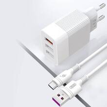 Сетевое зарядное устройство XO QC 3.0 L72 30W (18W/1USB + 2.4A/2 USB) + Type C White (L72-TC-WH)