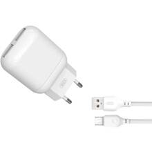 Сетевое зарядное устройство XO L78 2.4A/2USB + microUSB White (L78-M-WH)