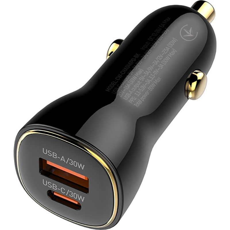 Автомобильное зарядное устройство COLORWAY Power Delivery Port PPS USB (USB-A + USB-C) (60W) Black (CW-CHA046PD-BK) Кабель отсутствует