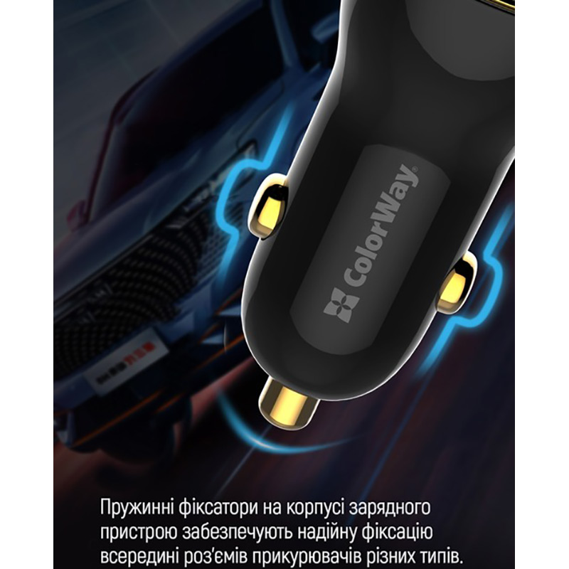 Покупка Автомобільний зарядний пристрій COLORWAY Power Delivery Port PPS USB (USB-A+USB-C) (60W) Black (CW-CHA046PD-BK)