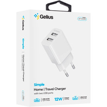 Сетевое зарядное устройство GELIUS Simple GP-HC059 (2 USB/2.4A) White (00000098754)