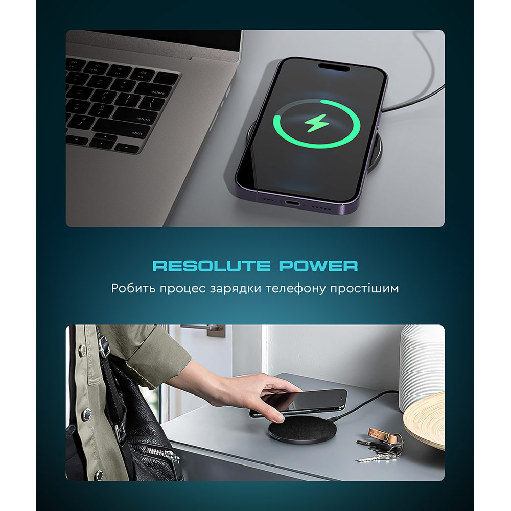 Покупка Беспроводное зарядное устройство ArmorStandart Resolute Power AWC-47 Round Black (ARM73179)
