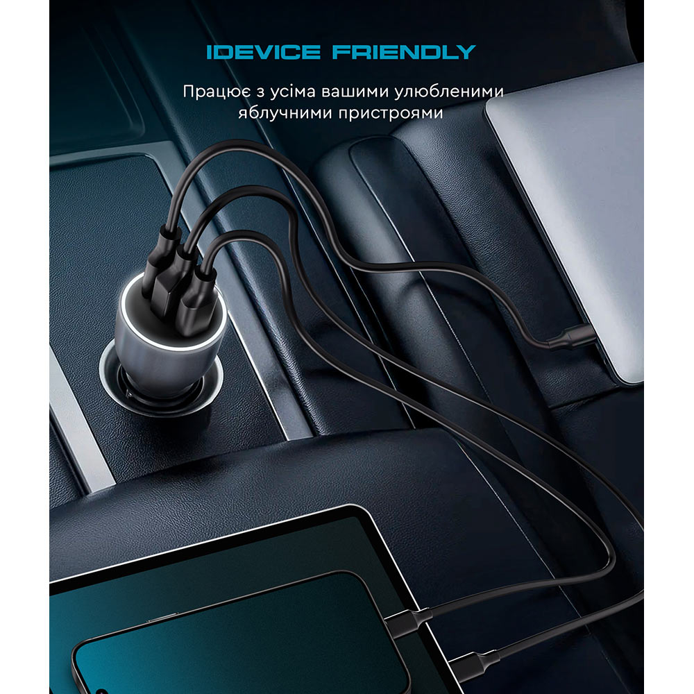 В Украине Автомобильное зарядное устройство ARMORSTANDART Resolute Power ASPP-21 120W 2xUSB-C USB Grey (ARM70026)