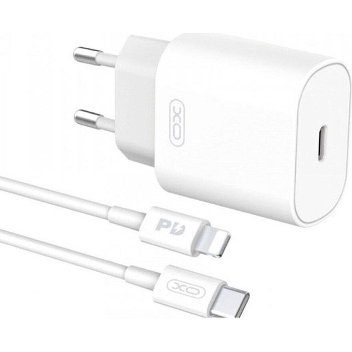 Сетевое зарядное устройство XO L91EU 1хType-C PD25W + кабель Type-C to Lightning White (L91i-WH)