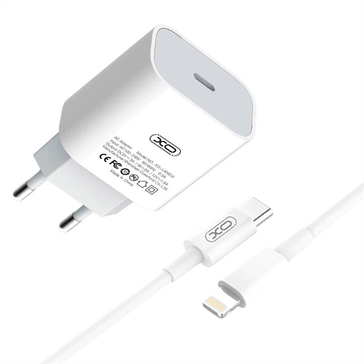 Сетевое зарядное устройство XO L40 PD/3A/18W White + кабель Lightning White (L40i-WH)