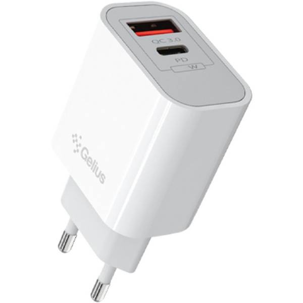 Зарядний пристрій GELIUS Merge GP-HC060 GAN USB+Type-C 35W QC/PD/PPS White (00000099403)