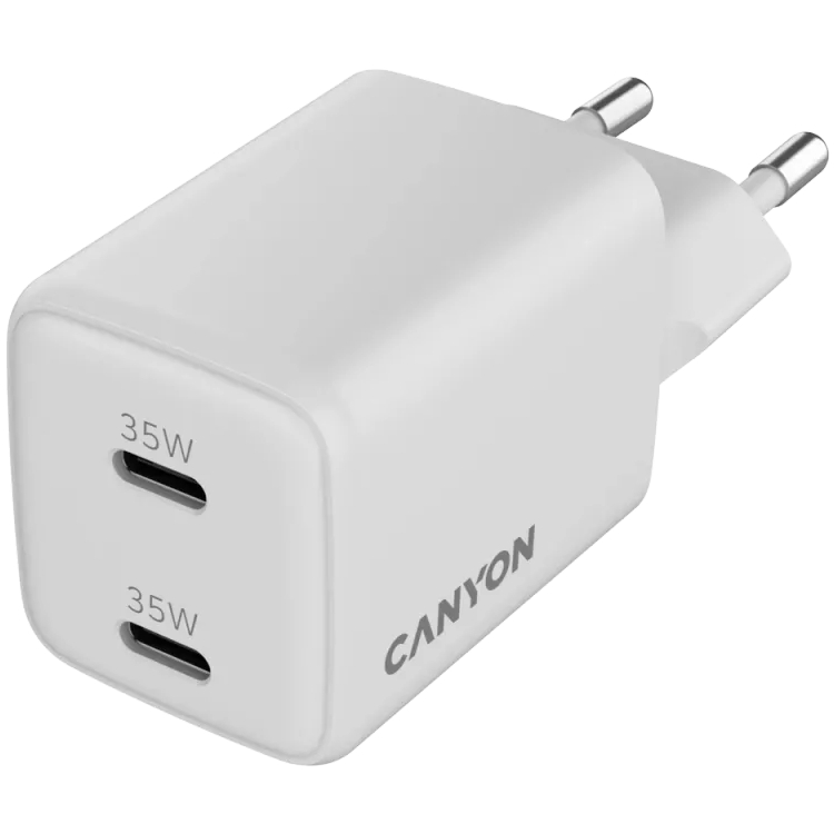 Сетевое зарядное устройство CANYON CU35CC GaN PD 35W White (CNS-CUW35CC) Мощность 35