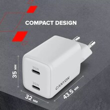 Сетевое зарядное устройство CANYON CU35CC GaN PD 35W White (CNS-CUW35CC)