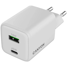 Сетевое зарядное устройство CANYON CU45AC GaN PD QC 45W White (CNS-CUW45AC)