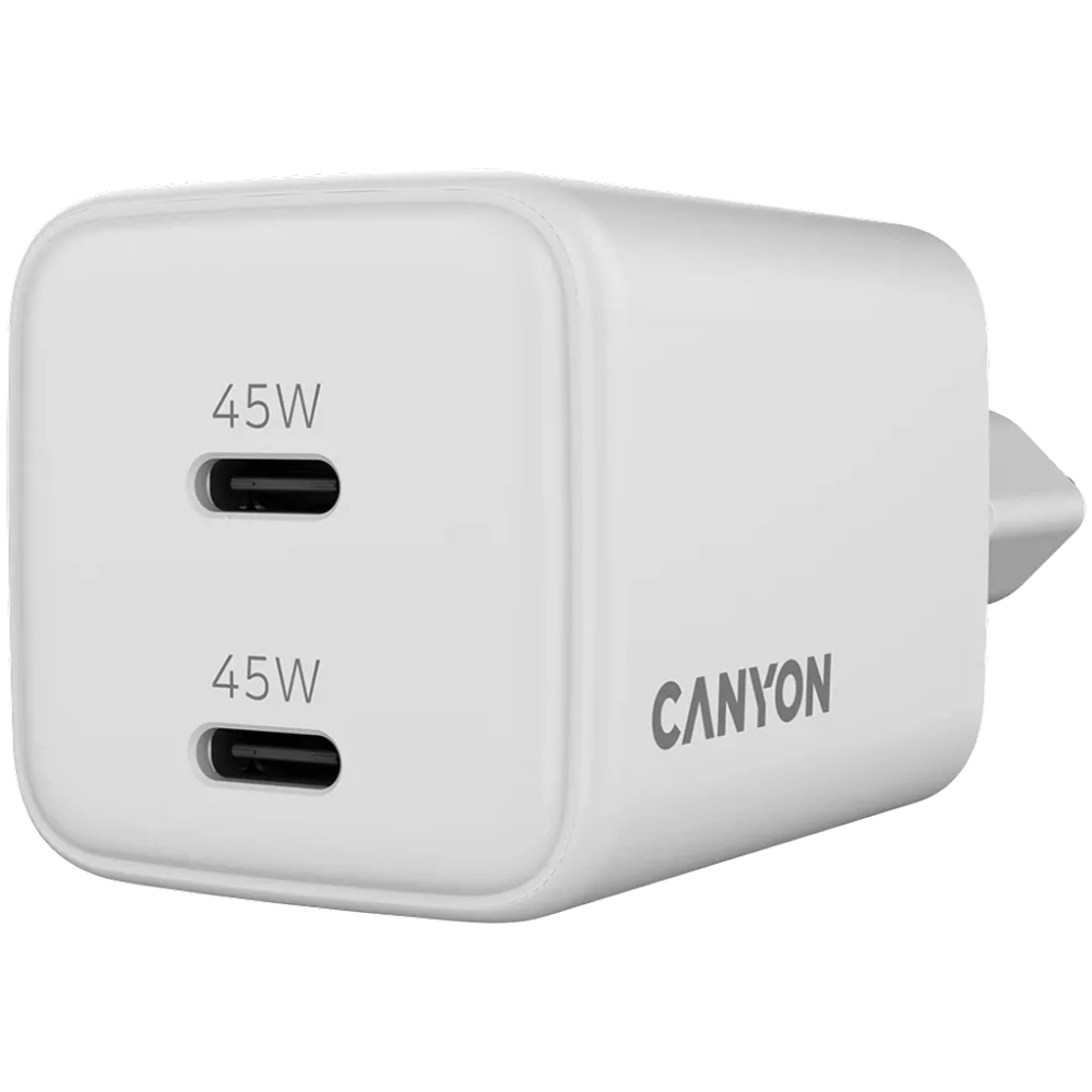 Зарядний пристрій CANYON CU45CC GaN PD 45W White (CNS-CUW45CC) Потужність 45