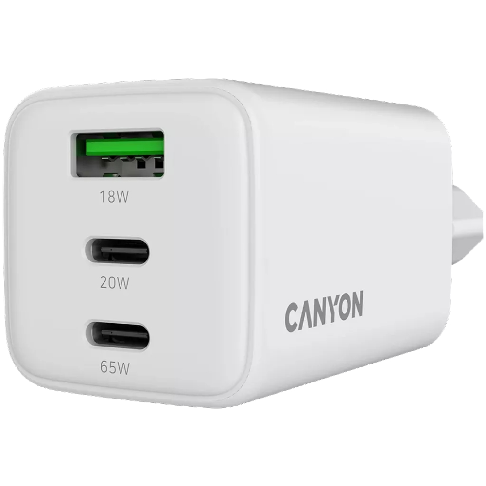 Сетевое зарядное устройство CANYON CU65ACC GaN PD QC 65W White (CNS-CUW65ACC) Тип сетевое зарядное устройство