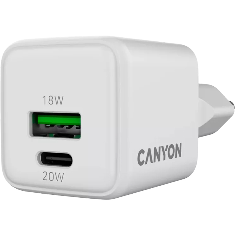 Сетевое зарядное устройство CANYON CU20AC GaN PD QC 20W White (CNS-CUW20AC) Тип сетевое зарядное устройство