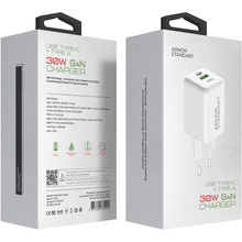 Сетевое зарядное устройство ARMORSTANDART AR371 30W GaN Type-C + USB White (ARM77549)