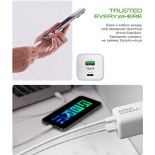 Сетевое зарядное устройство ARMORSTANDART AR372 45W GaN Type-C + USB White (ARM77550)