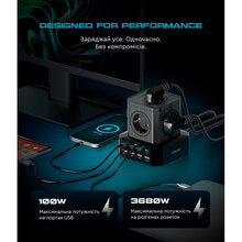 Мережевий зарядний пристрій ARMORSTANDART Resolute Power ARP-544 100W GaN 2m Black (ARM73177)