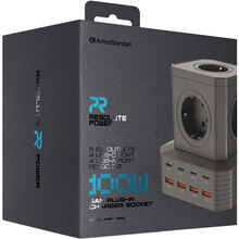 Мережевий зарядний пристрій ARMORSTANDART Resolute Power ARP-544 100W GaN 2m Black (ARM73177)