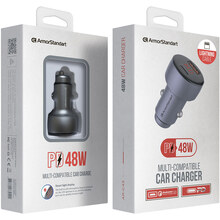 Автомобільний зарядний пристрій ARMORSTANDART AR-C43 Type-C PD30W + USB QC 3.0 Grey + кабель Lightning (ARM82462)