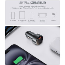Автомобильное зарядное устройство ARMORSTANDART AR-C43 Type-C PD30W + USB QC 3.0 Grey + кабель USB-C (ARM82463)