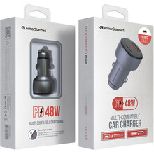 Автомобильное зарядное устройство ARMORSTANDART AR-C43 Type-C PD30W + USB QC 3.0 Grey + кабель USB-C (ARM82463)