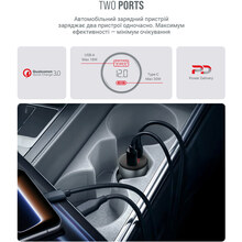 Автомобильное зарядное устройство ARMORSTANDART AR-C43 Type-C PD30W + USB QC 3.0 Grey + кабель USB-C (ARM82463)