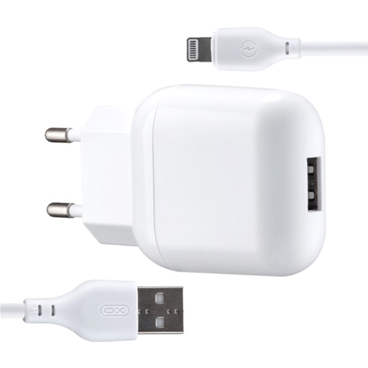 Сетевое зарядное устройство XO L37 2.1A/1USB + Lightning White (L37i-WH)