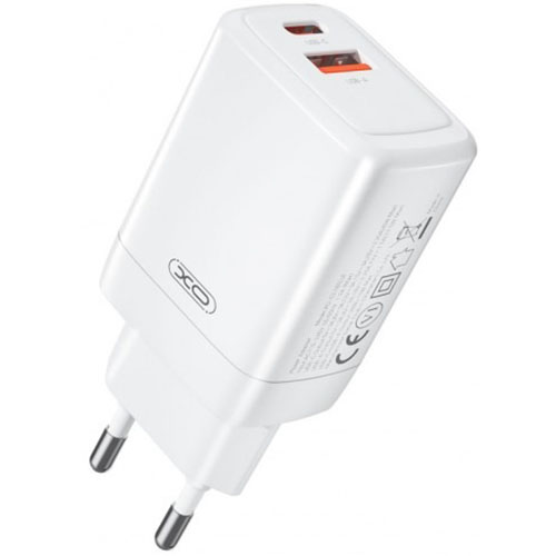 Зарядний пристрій XO CE16 - 45W PD USB-C & 22.5W QC USB-A White (CE16_White)