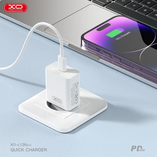 Фото Сетевое зарядное устройство XO L126 - 20W PD Single port USB-C (L126_White)