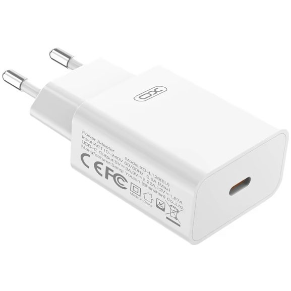 Сетевое зарядное устройство XO L126 - 20W PD Single port USB-C (L126_White) Мощность 20