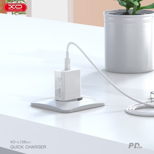 Внешний вид Сетевое зарядное устройство XO L126 - 20W PD Single port USB-C (L126_White)