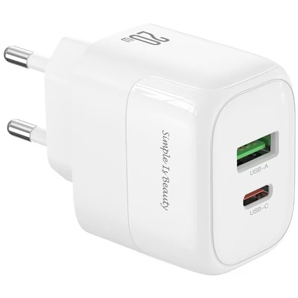 Зарядний пристрій XO L137 - 20W PD USB-C & 18W QC USB-A (L137_White)