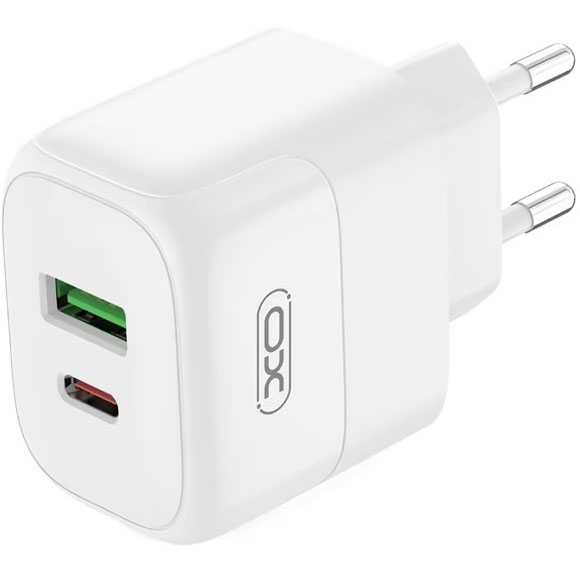 Зарядний пристрій XO L137 - 20W PD USB-C & 18W QC USB-A (L137_White) Потужність 20