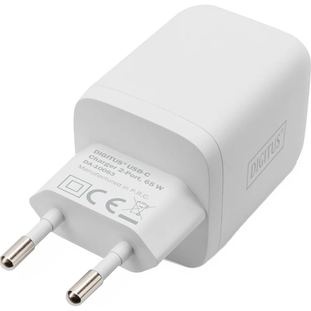 Зарядний пристрій DIGITUS 2 х USB-C 65W White (DA-10063) Потужність 65