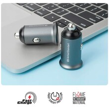 Автомобільний зарядний пристрій ARMORSTANDART USB Type-C PD20W + USB QC 3.0 Grey + кабель Lightning (ARM82460)