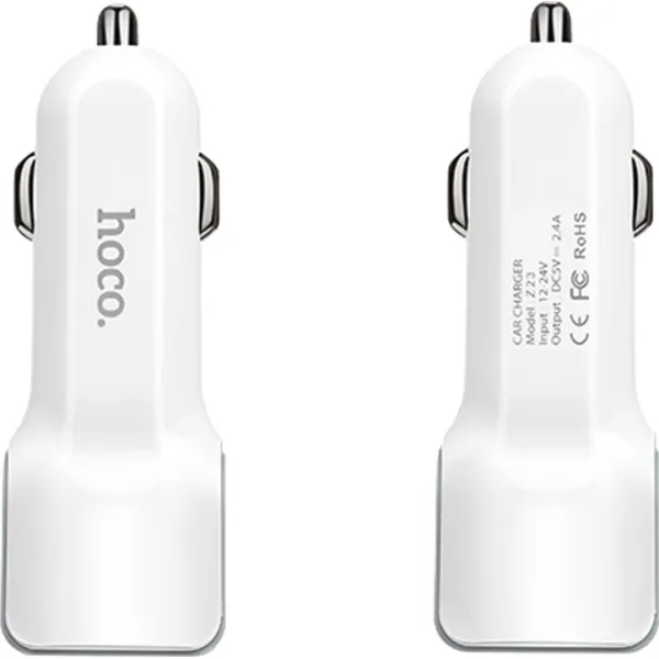 Автомобільний зарядний пристрій HOCO Z23 Grand style dual-port White (6957531078012) Тип кабелю USB х Lightning