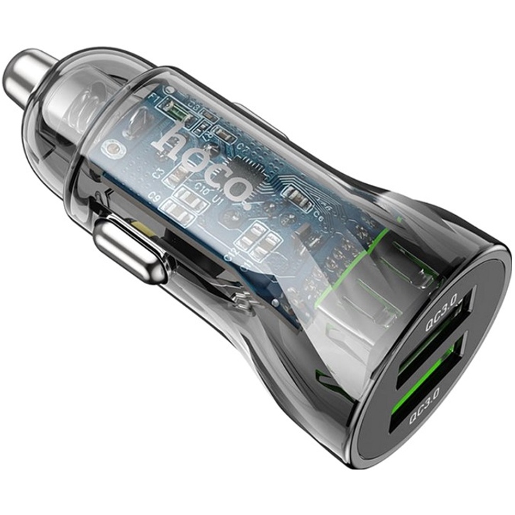 Автомобільний зарядний пристрій HOCO Z47 dual port QC3.0 Transparent Discovery Edition Black (6931474782236) Тип автомобільний зарядний пристрій