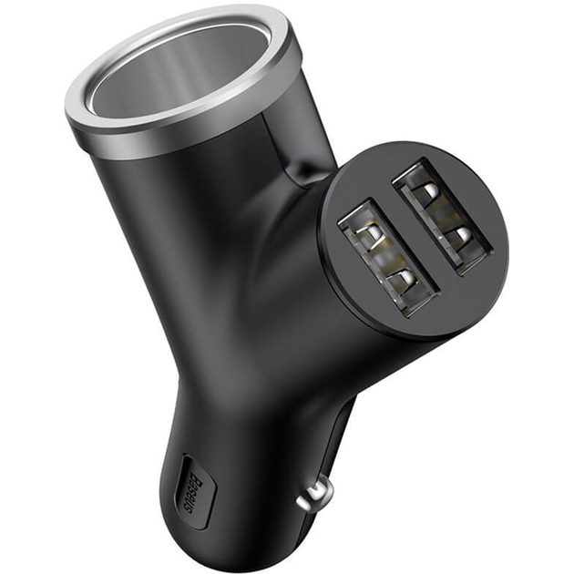 Автомобильное зарядное устройство BASEUS dual USB + cigarette lighter extended Black (CCALL-YX01)