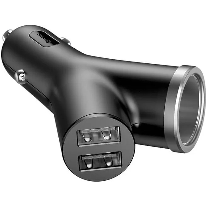 Автомобильное зарядное устройство BASEUS dual USB + cigarette lighter extended Black (CCALL-YX01) Мощность 40