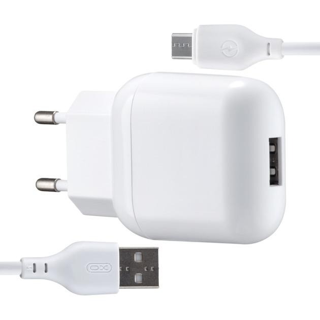 Сетевое зарядное устройство XO L37 2.1A 1USB + кабель Micro-USB White (XO-L37-MCR)