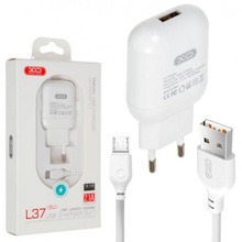 Зарядний пристрій XO L37 2.1A 1USB + кабель Micro-USB White (XO-L37-MCR)