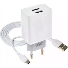 Зарядний пристрій XO L65 2USB 2.4А + Type-C white (XO-L65-TC)