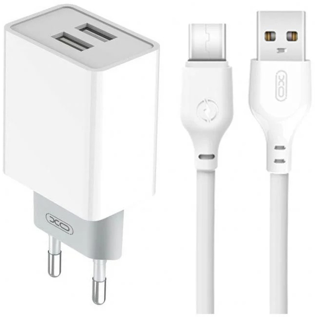 Сетевое зарядное устройство XO L65 2USB 2.4А + Type-C white (XO-L65-TC) Тип сетевое зарядное устройство