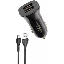 Автомобильное зарядное устройство XO TZ10 2.4A2 USB + Micro USB Black (XO-TZ10-MC-BK)