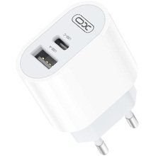 Сетевое зарядное устройство XO L97 (1Type-C/1USB/2.4A) + Type-C - Type-C White (XO-L97-TC)