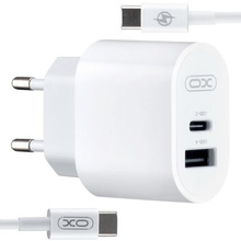 Зарядний пристрій XO L97 (1Type-C/1USB/2.4A) + Type-C - Type-C White (XO-L97-TC)