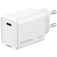 Зарядний пристрій COLORWAY GaN Mini 65W PPS Type-C PD White (CW-CHS049PD-WT)