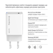 Зарядний пристрій COLORWAY GaN Mini 65W PPS Type-C PD White (CW-CHS049PD-WT)