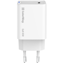 Зарядний пристрій COLORWAY GaN Mini 65W PPS Type-C PD White (CW-CHS049PD-WT)